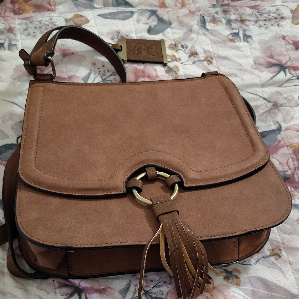 Brown Crossbody Bag with Metal Ring Detail